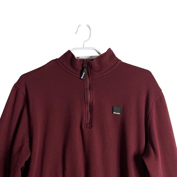Bench Men's Burgundy 1/4 Zip Sweatshirt - Picture 2 of 9